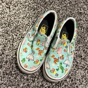 Vans Kids Slip-On Sneakers in Mint with Toy Story Characters